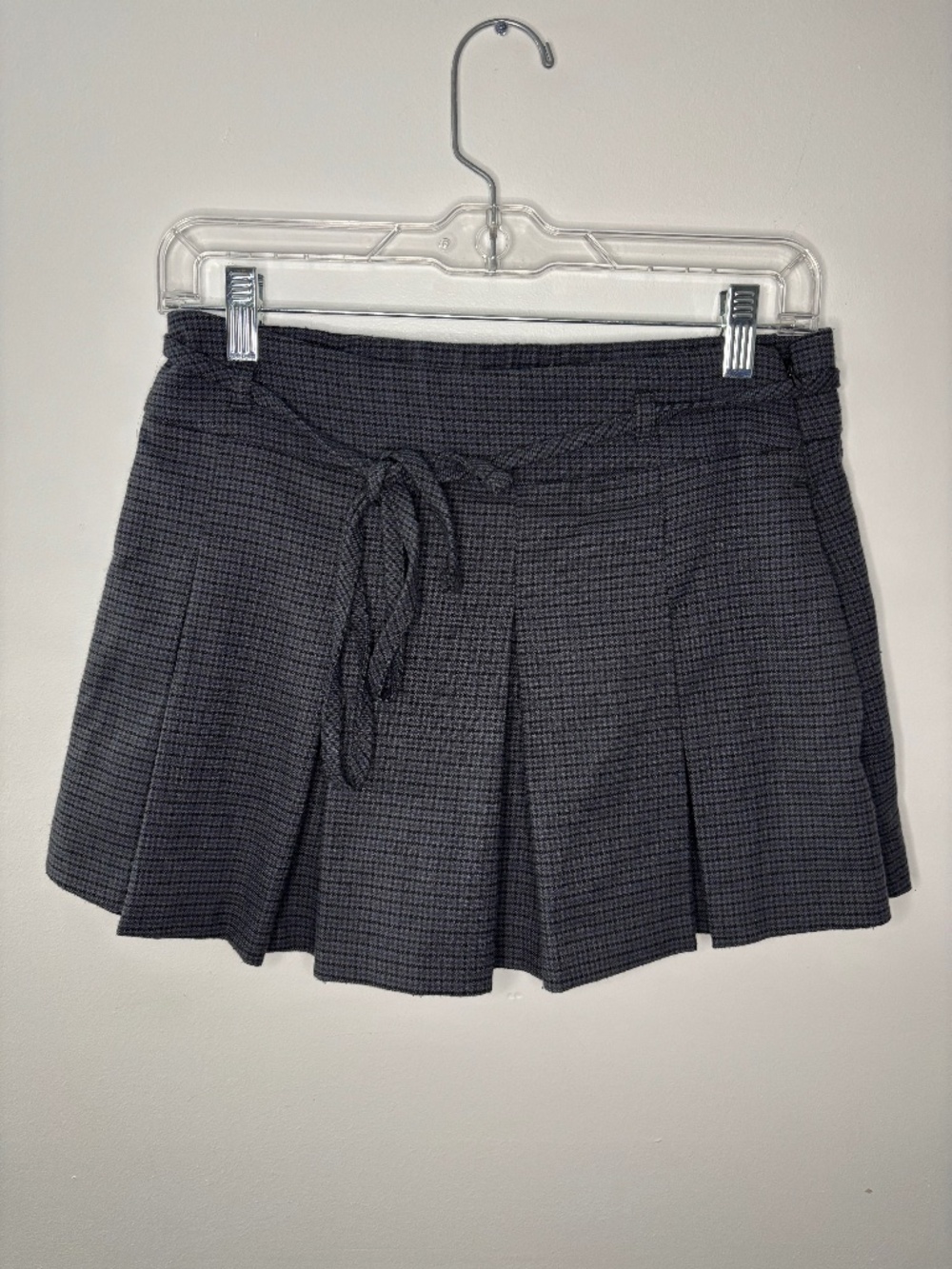 Hollister Blue Pleated Plaid Skort with Tie Belt Size S